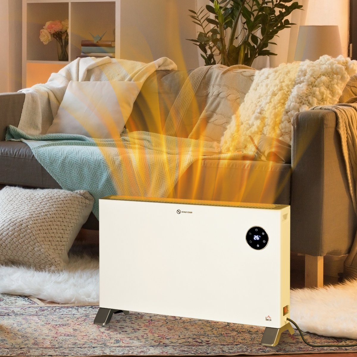 2000W Slim Electric Convector Heater with LED Display - White