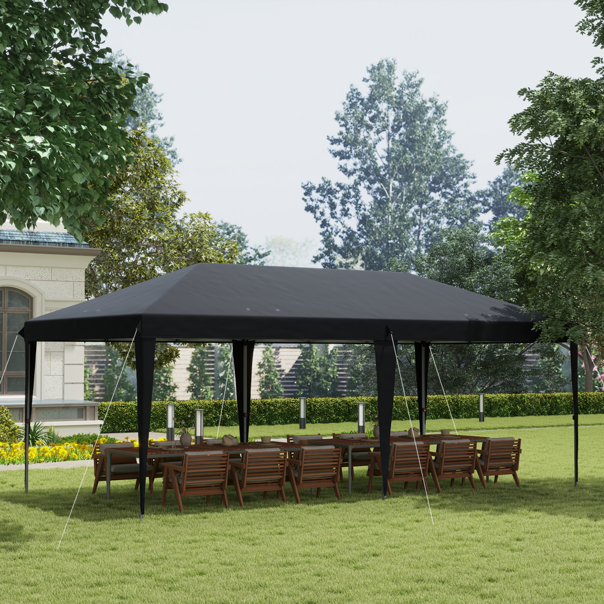 3x6m Pop-Up Gazebo with Adjustable Steel Frame, Heavy-Duty Canopy