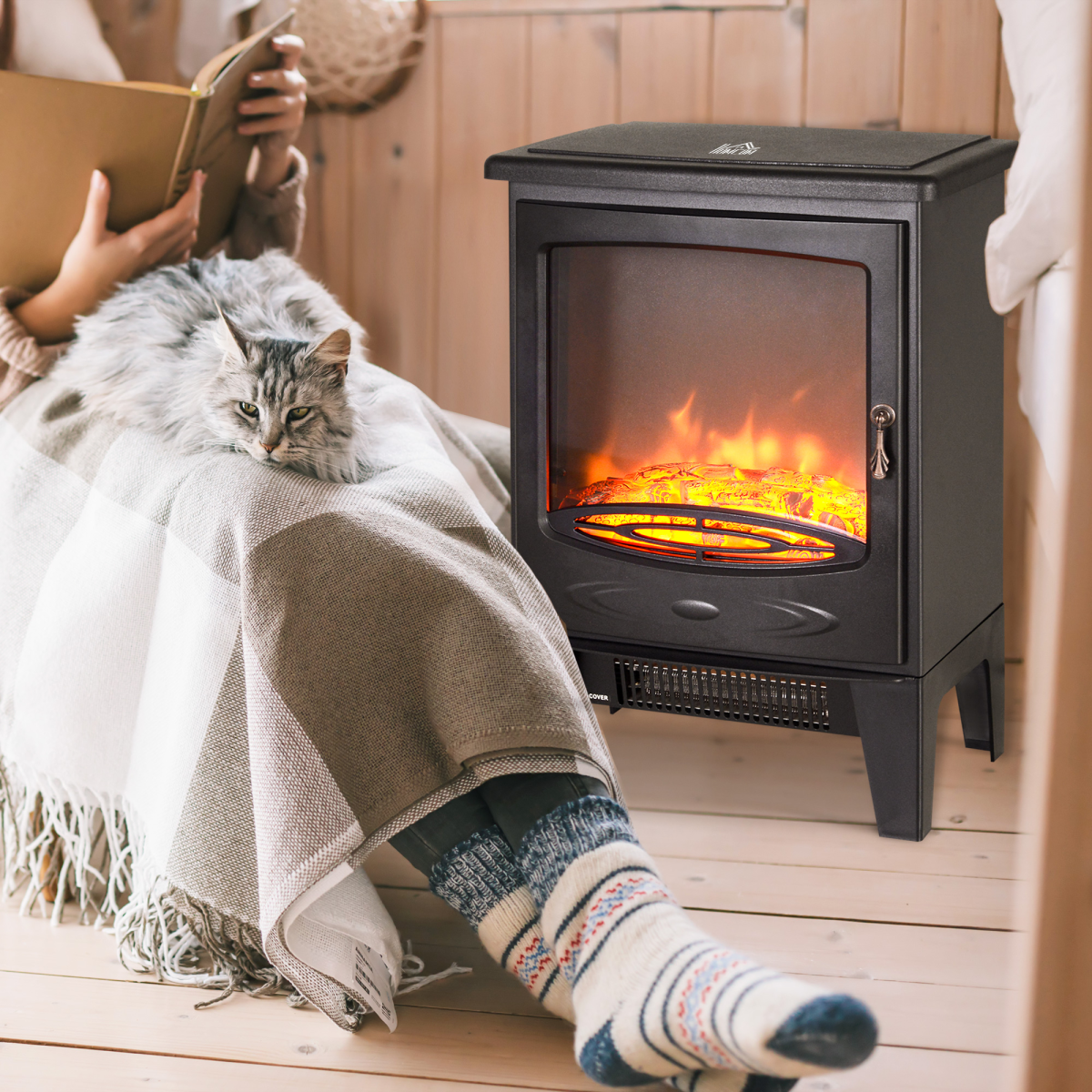 CozyGlow Electric Fireplace: Stylish Freestanding Heater with Faux Flame Effect
