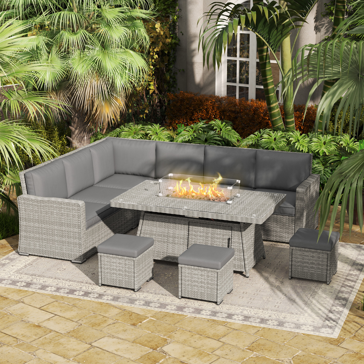 Lux Outdoor Fire Pit Table Set - 50,000 BTU for Cozy Evenings