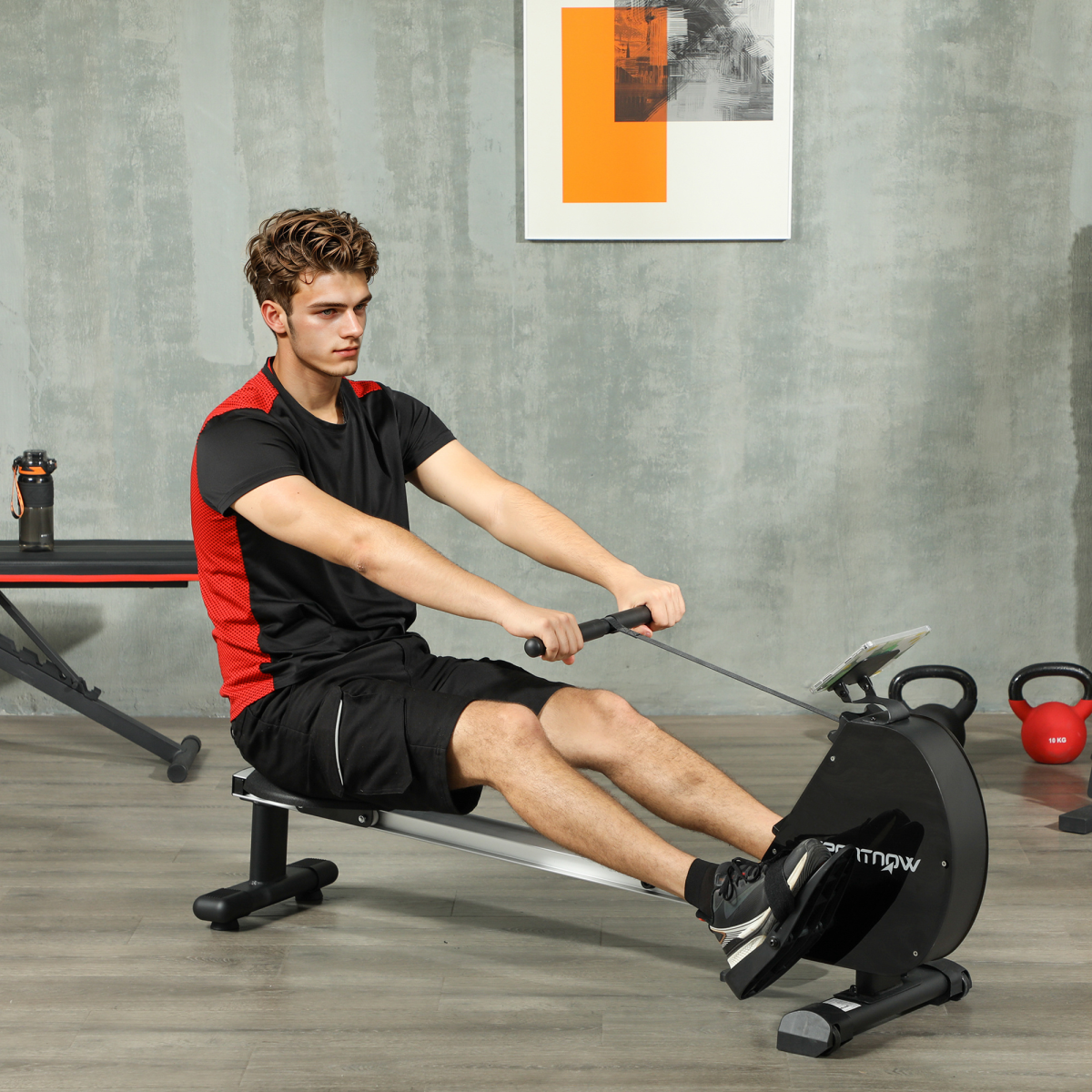SPORTNOW Foldable Magnetic Rowing Machine - Smooth Glide & Space-Saving