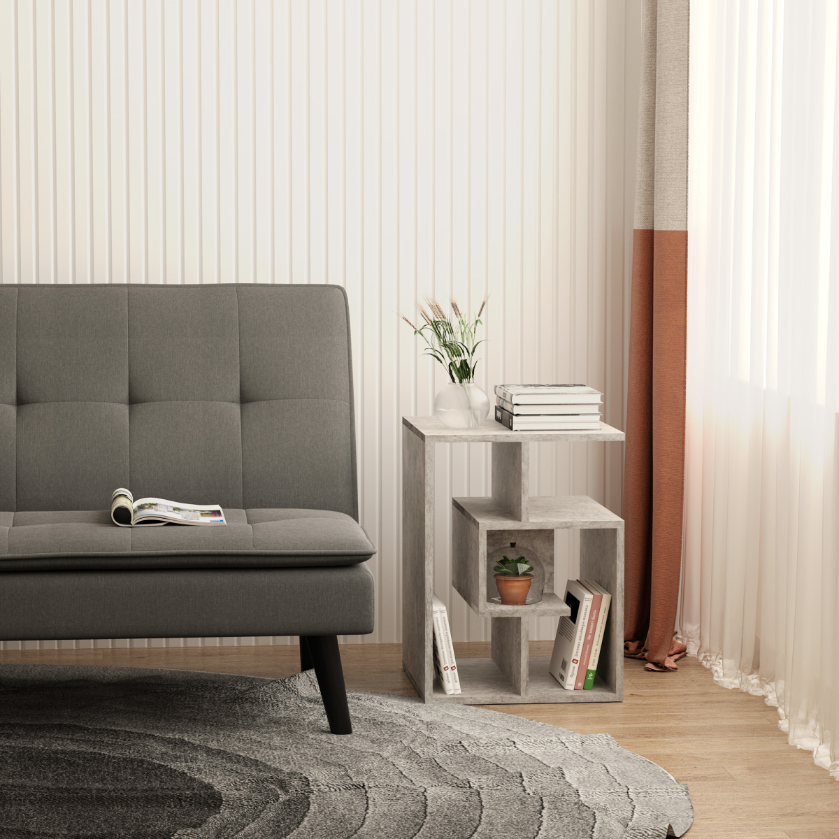 Funky 3-Tier Side Table with Open Shelves for Stylish Storage & Display