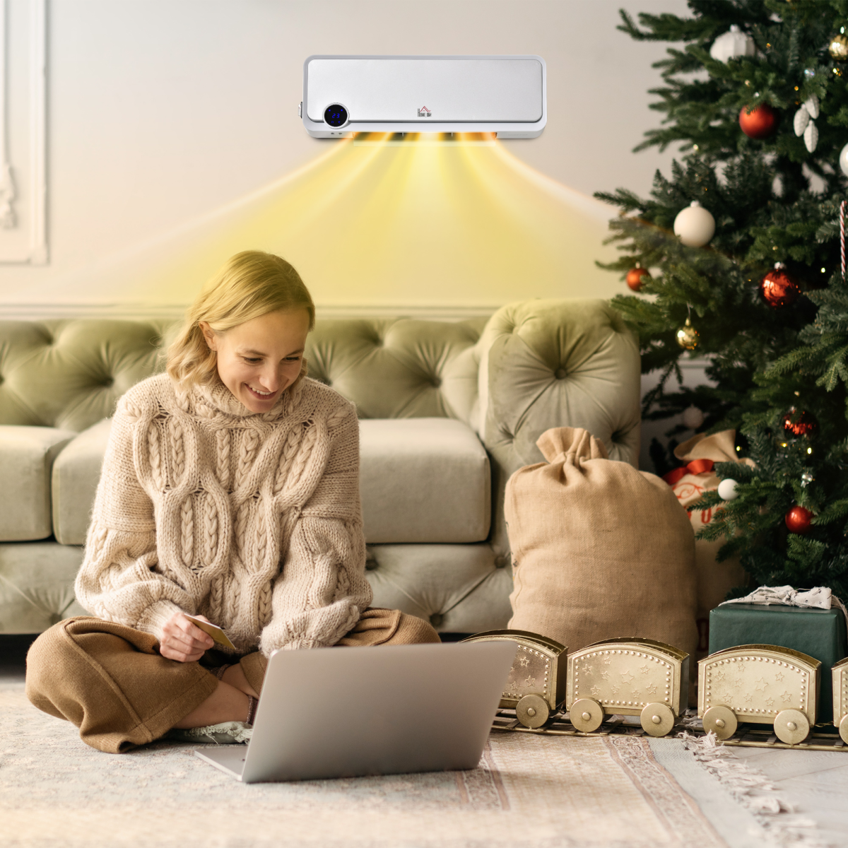 Smart Wall-Mounted Ceramic Heater with Remote & 12-Hour Timer