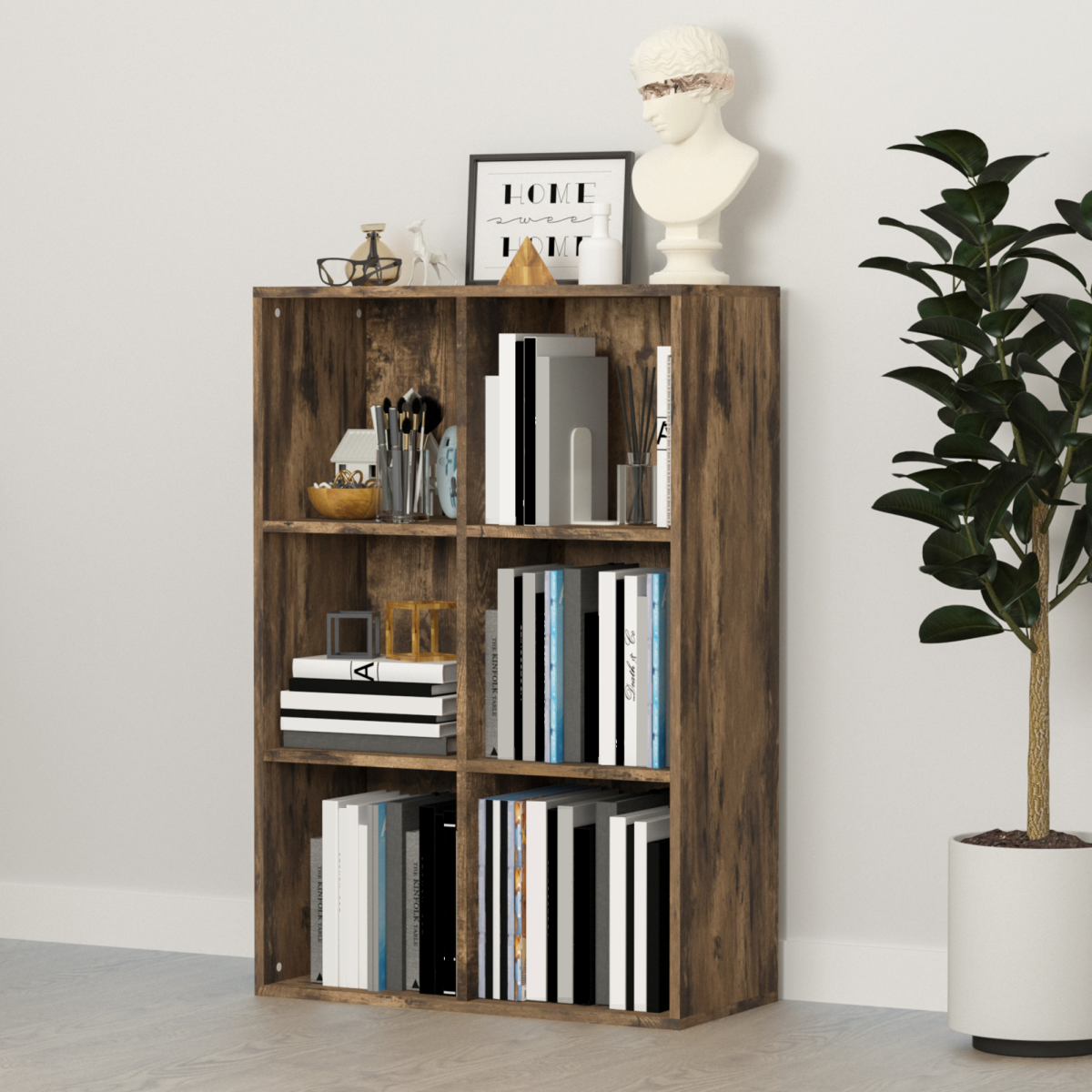 Versatile 6-Cube Storage Bookcase for Home and Office - Stylish & Sturdy