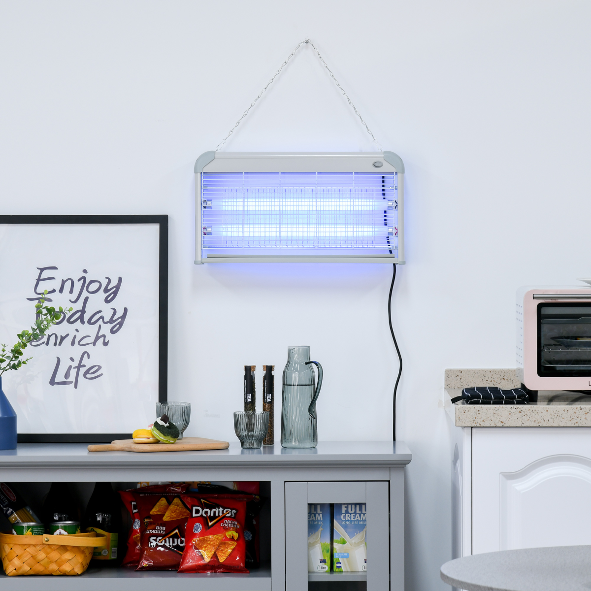 30W LED Mosquito Killer Lamp - Wall-Mounted Insect Zapper (Steel-Grey)