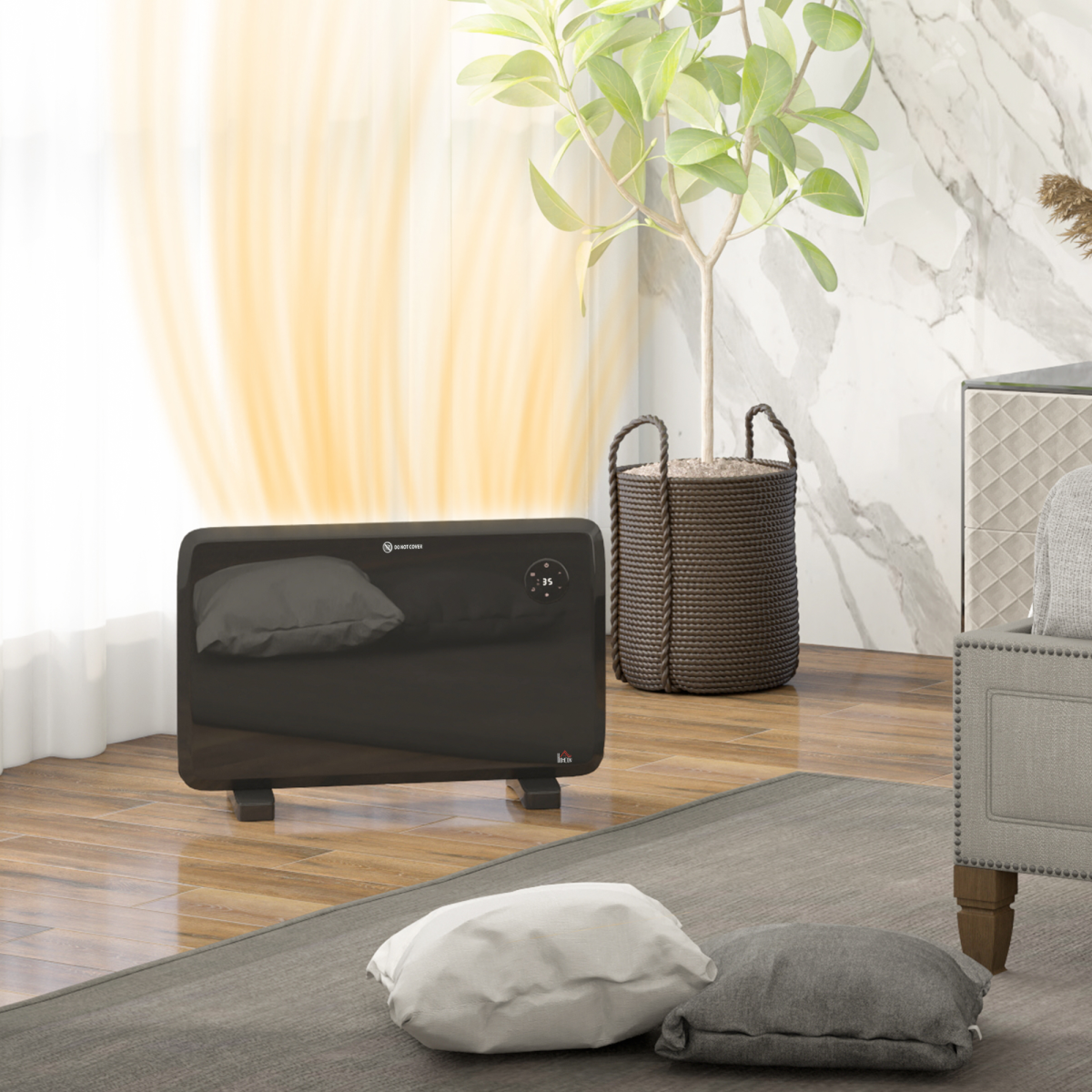 Slim Electric Heater: Quiet, Stylish, and Adjustable Warmth with Remote