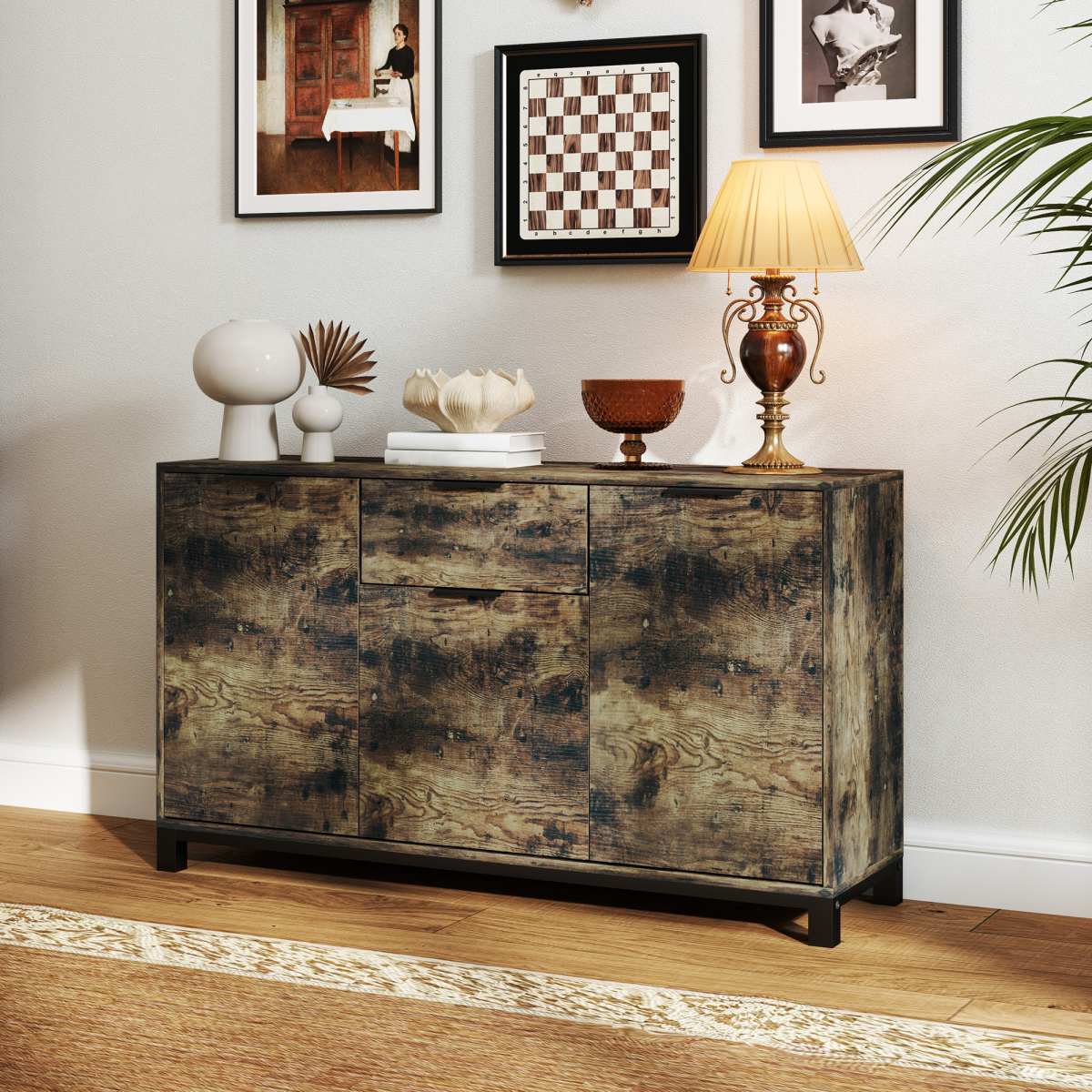 Industrial Rustic Sideboard: Stylish Storage Cabinet for Any Room