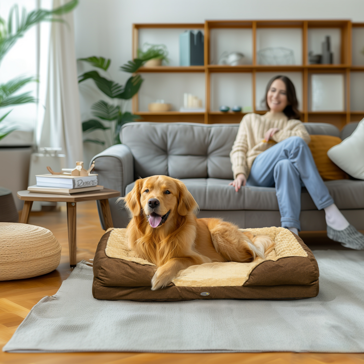 PawHut Calming Dog Bed - Plush Mattress for Large Pets, Washable & Non-Slip
