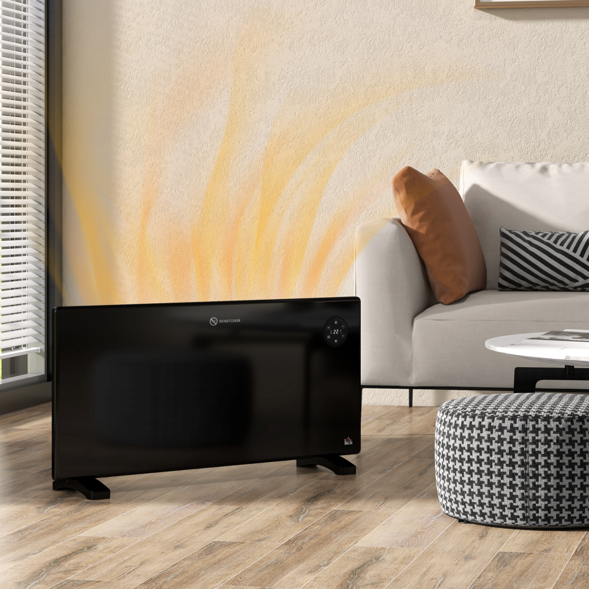 2000W Slim Convector Heater: Quiet, LED Display, Wall-Mountable