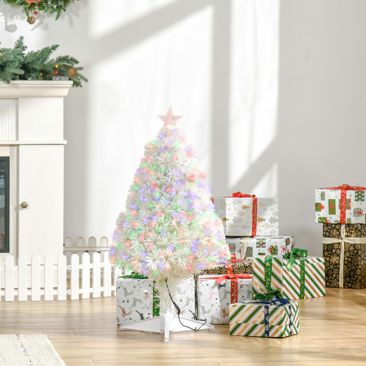 2.5ft Prelit Tabletop Christmas Tree with Fibre Optic Lights & Star