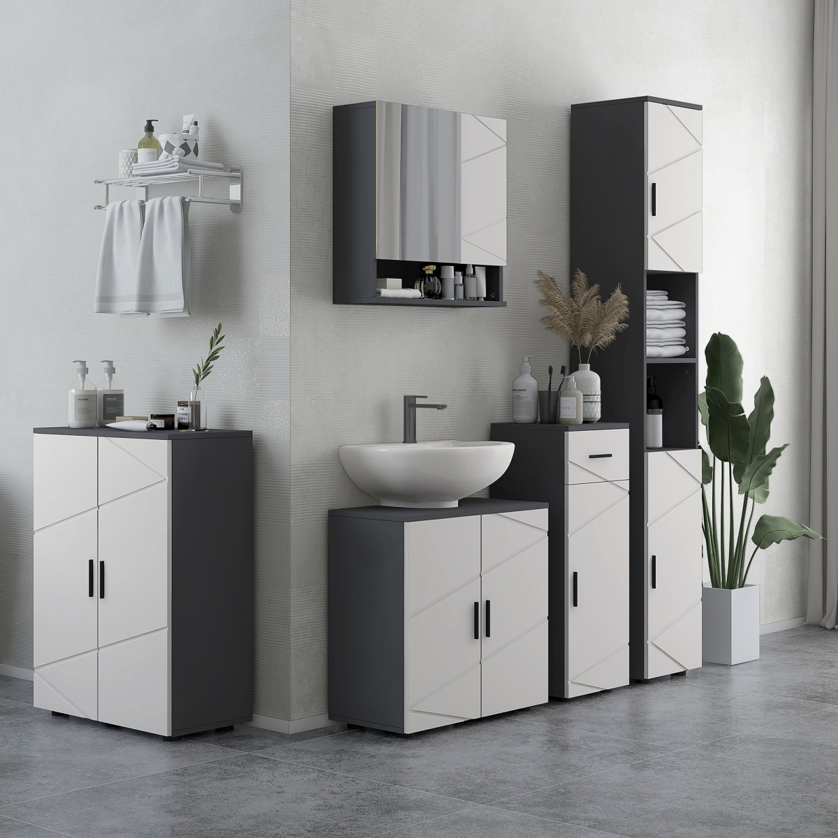 Kleankin Elegant Small Bathroom Storage Cabinet with Soft Close Doors