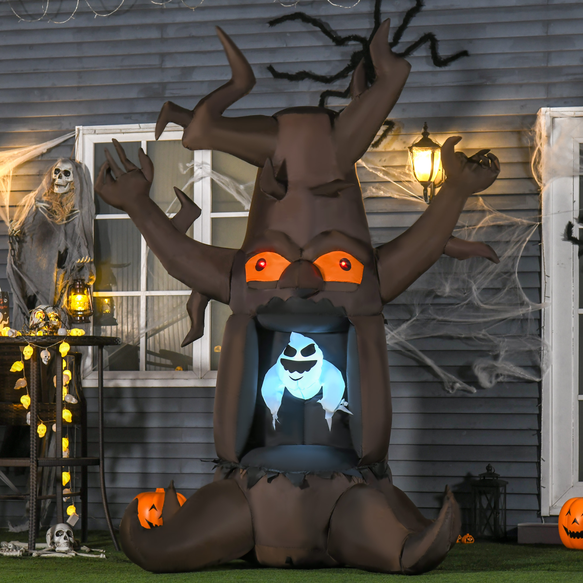8ft Inflatable Floating Ghost in Tree with LED Lights Halloween Decor