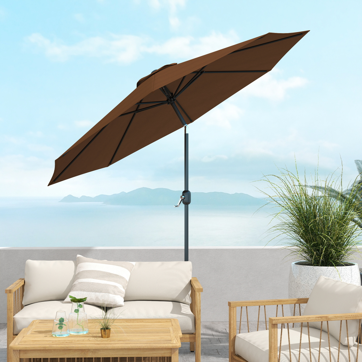 Premium 10' Round Patio Umbrella - Stylish Shade for Outdoor Bliss