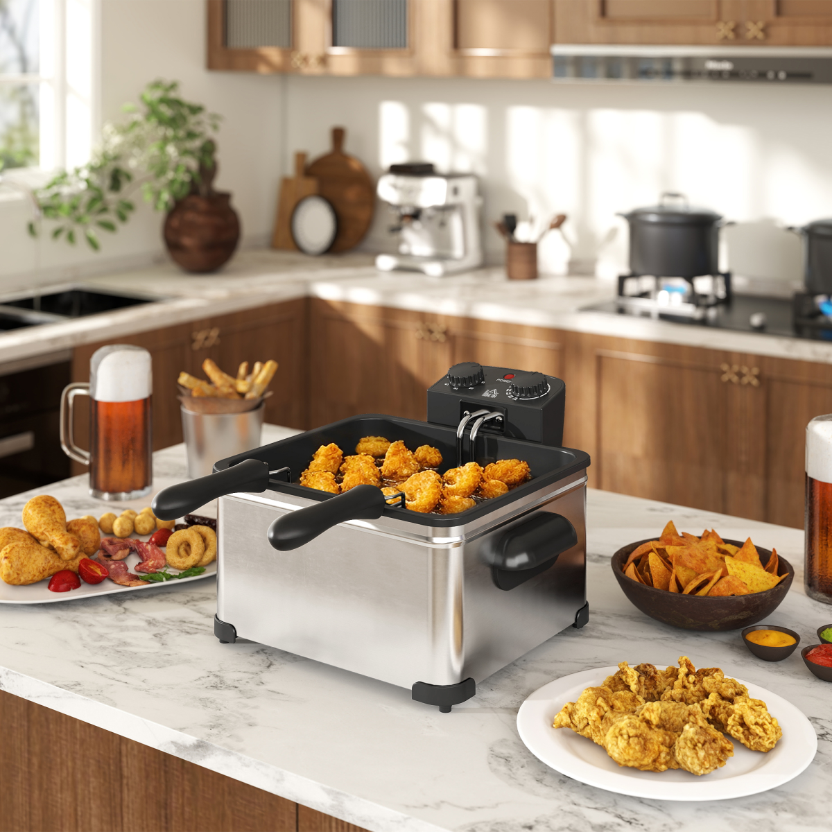 Powerful 5L Deep Fryer with Removable Basket & Viewing Window
