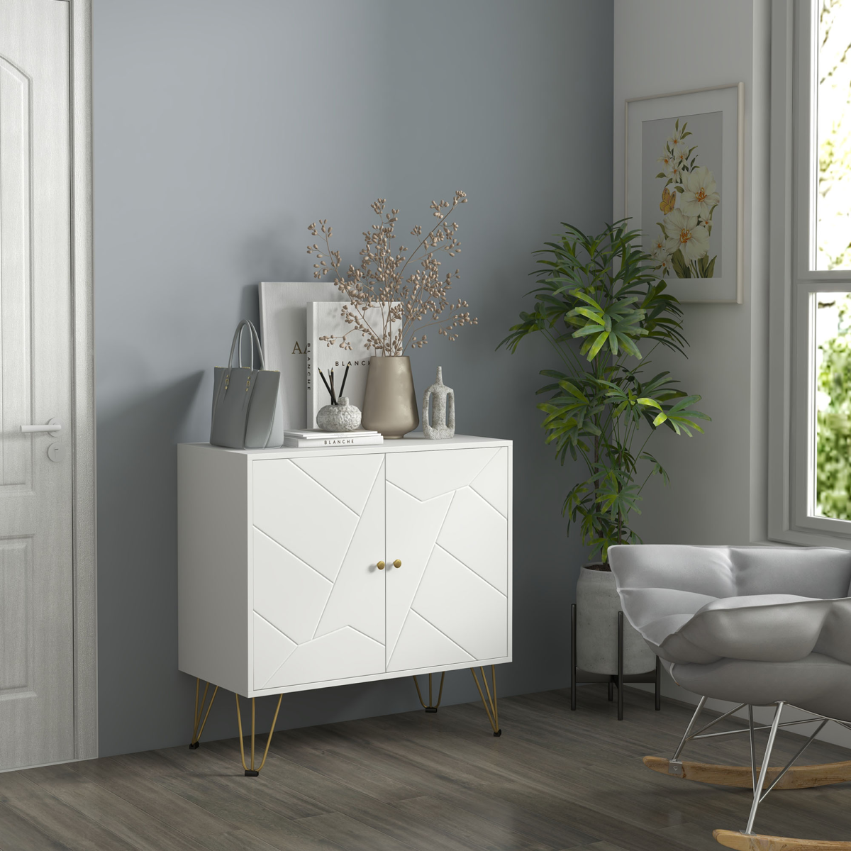 Elegant Freestanding Storage Cabinet with Adjustable Shelves