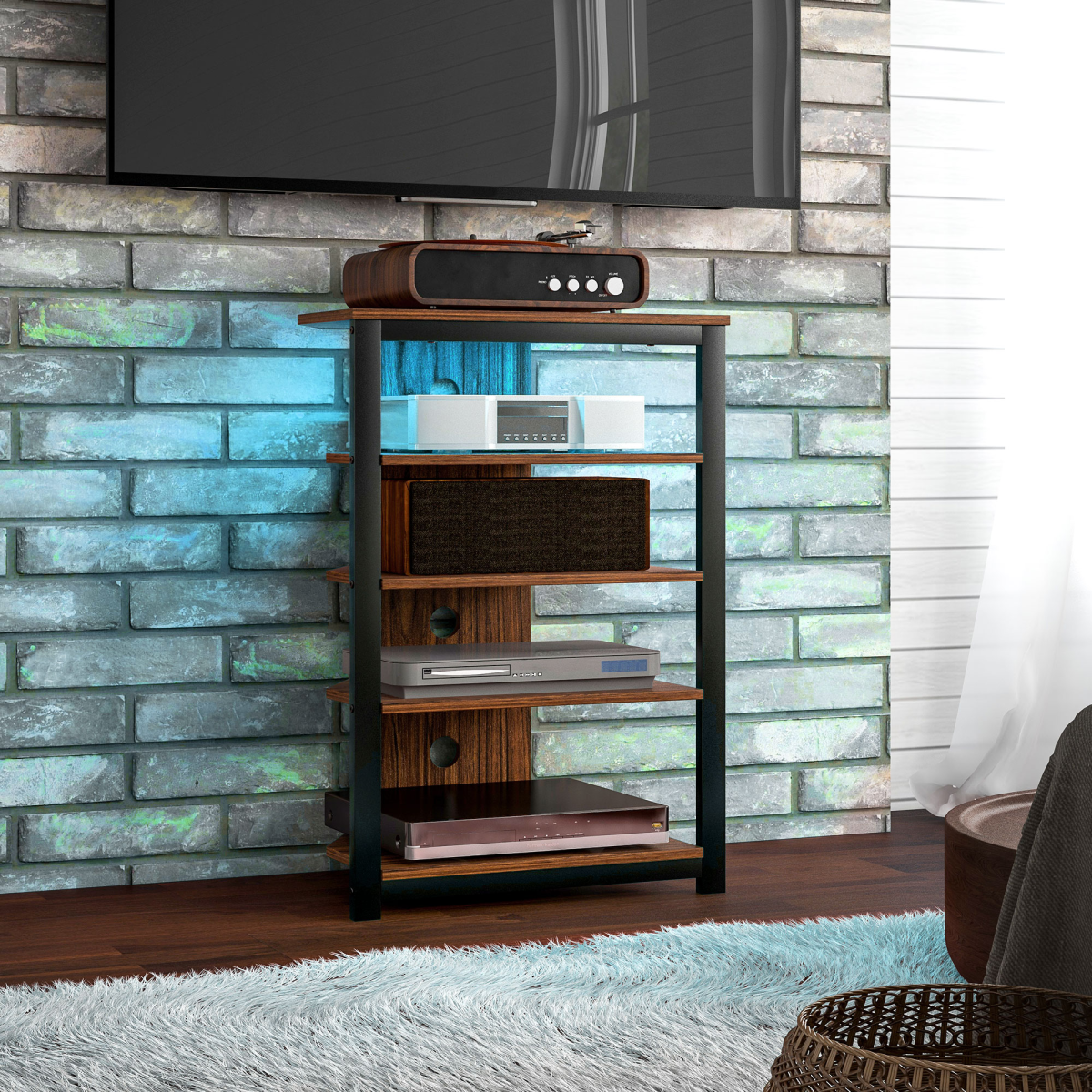 4-Tier TV Stand with LED Lights - Stylish Storage for TVs Up to 29”