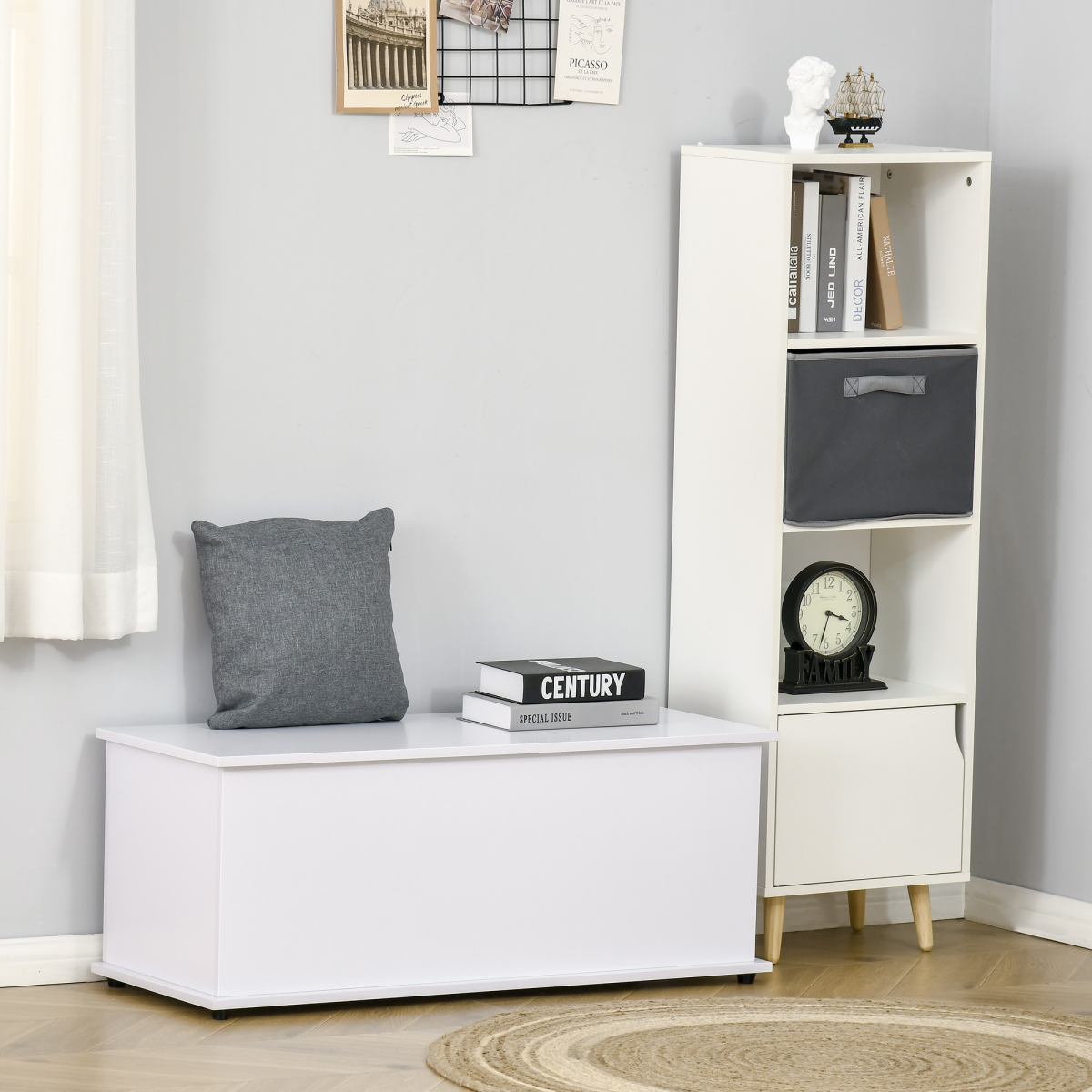 White Chipboard Storage Box Chest with Lid – Keepsake Organizer