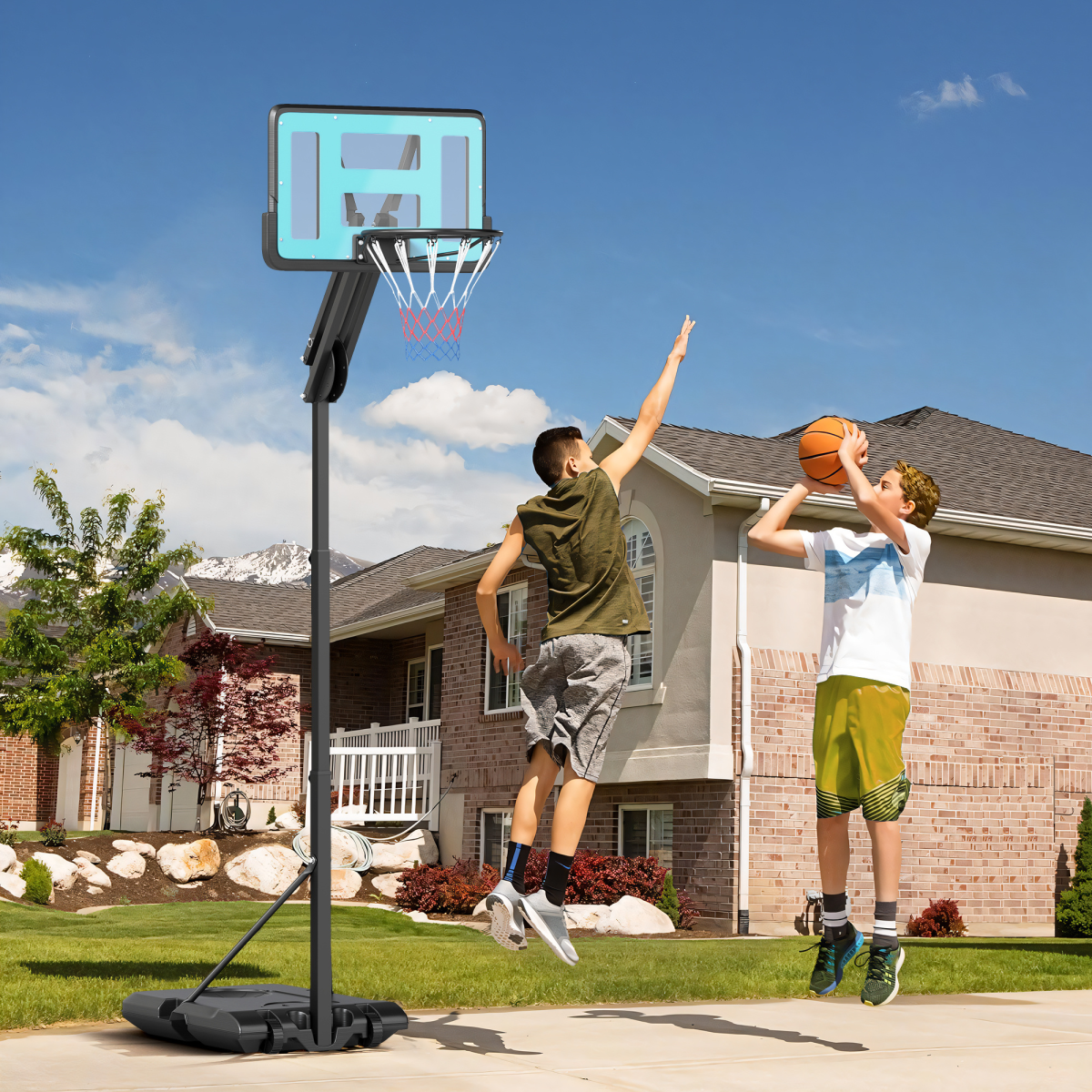 PORTABLE SPORTNOW Adjustable Basketball Hoop: Height 146-236cm with Wheels