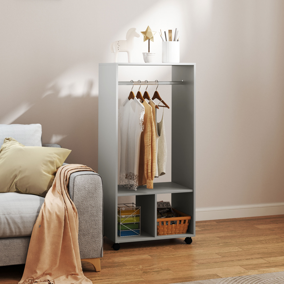 Stylish Open Wardrobe with Shelves & Clothes Rail for Smart Storage