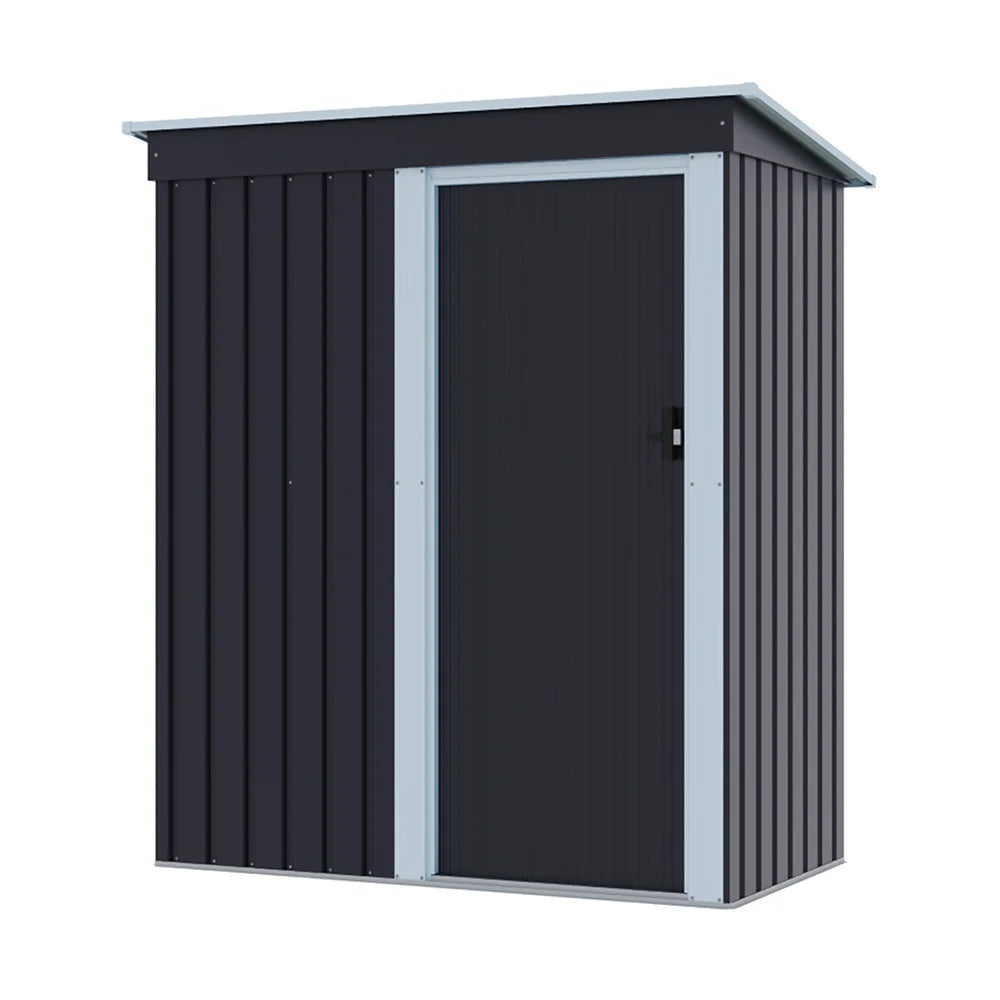 Outdoor Water-Resistant Galvanized Steel Storage Shed with Sloping Roof，Lockable Door for Lawn Patio Backyard
