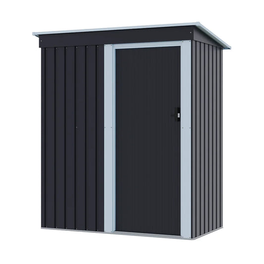 Outdoor Water-Resistant Galvanized Steel Storage Shed with Sloping Roof，Lockable Door for Lawn Patio Backyard