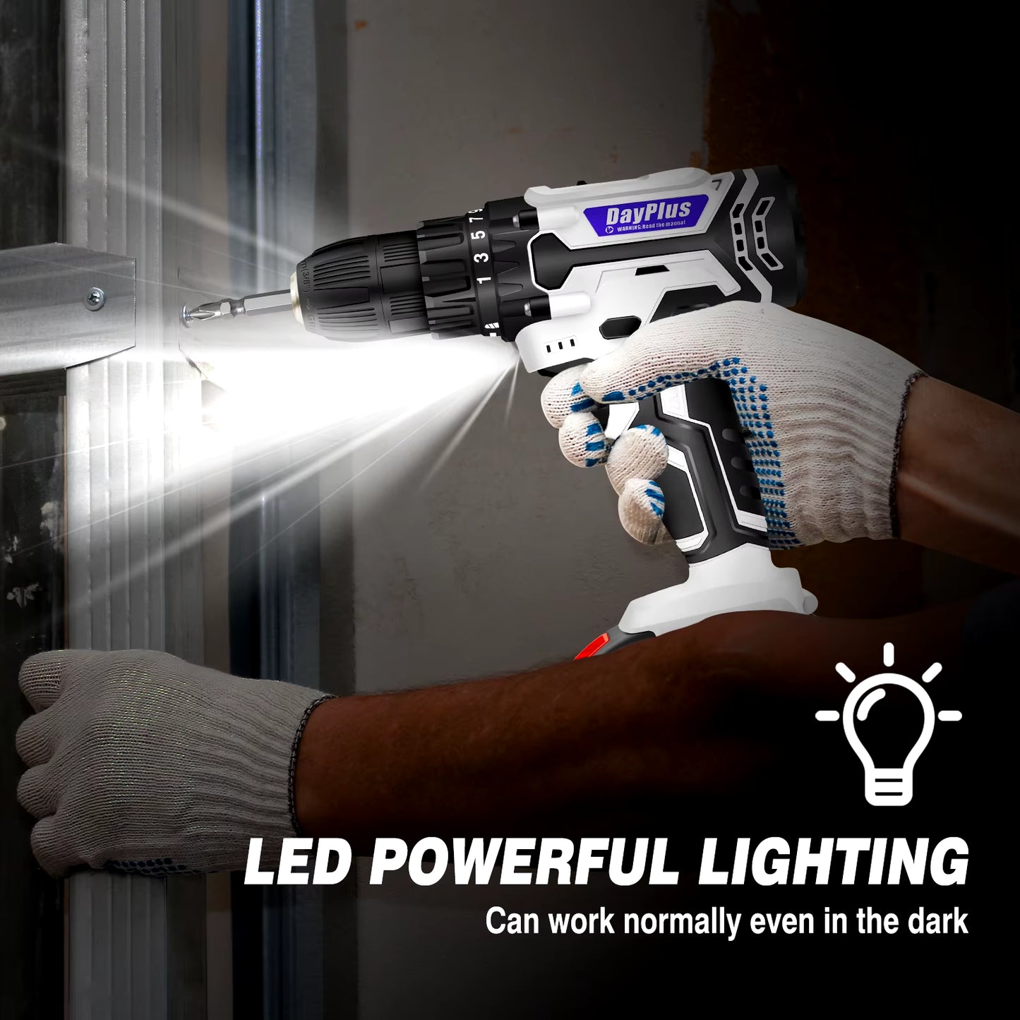 Powerful 21V Cordless Impact Drill Set - 25+1 Torque Settings, 1500mAh Rechargeable Battery, 45N.M Torque