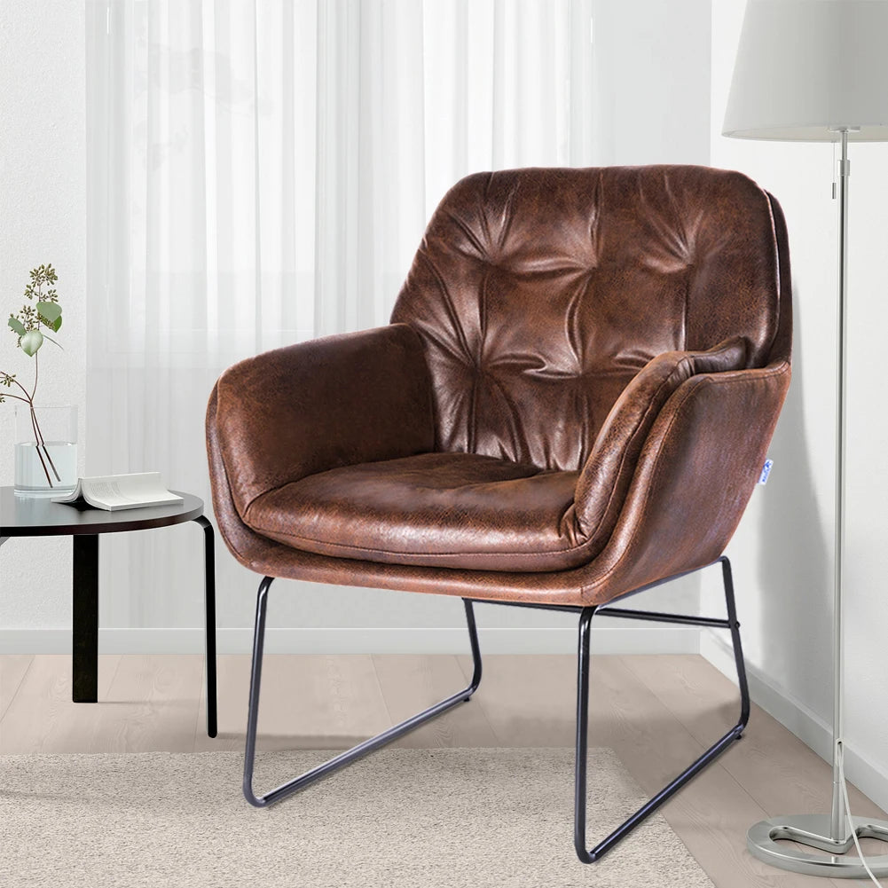 Contemporary Metal Legs Tufted Leisure Armchair for Living Room Bedroom