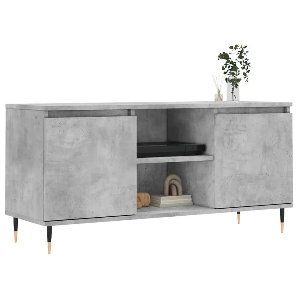 Modern Concrete Grey TV Cabinet 104X35X50 Cm - Stylish Engineered Wood Storage Solution