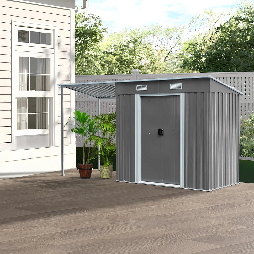 Outdoor Metal Storage Shed with Lean-To