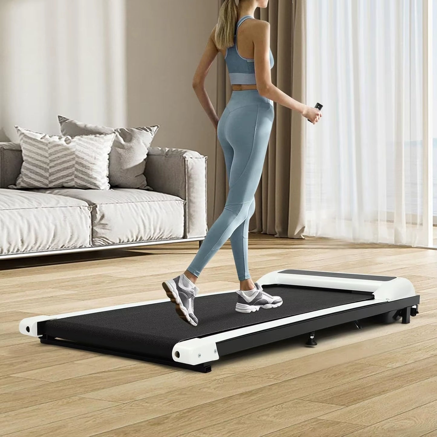 Compact Walking Pad Treadmill - 1.5HP, 150kg Capacity, Remote Control & LED Display for Home & Office Fitness