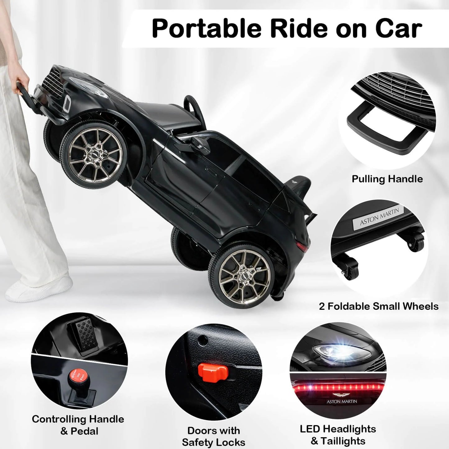 12V Kids Ride on Vehicle Aston Martin Licensed with Horn and Taillights