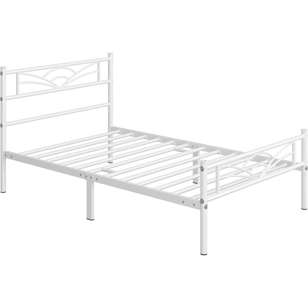 Single Metal Platform Bed Frame, Mattress Foundation with Cloud-inspired Design Headboard Easy Assembly
