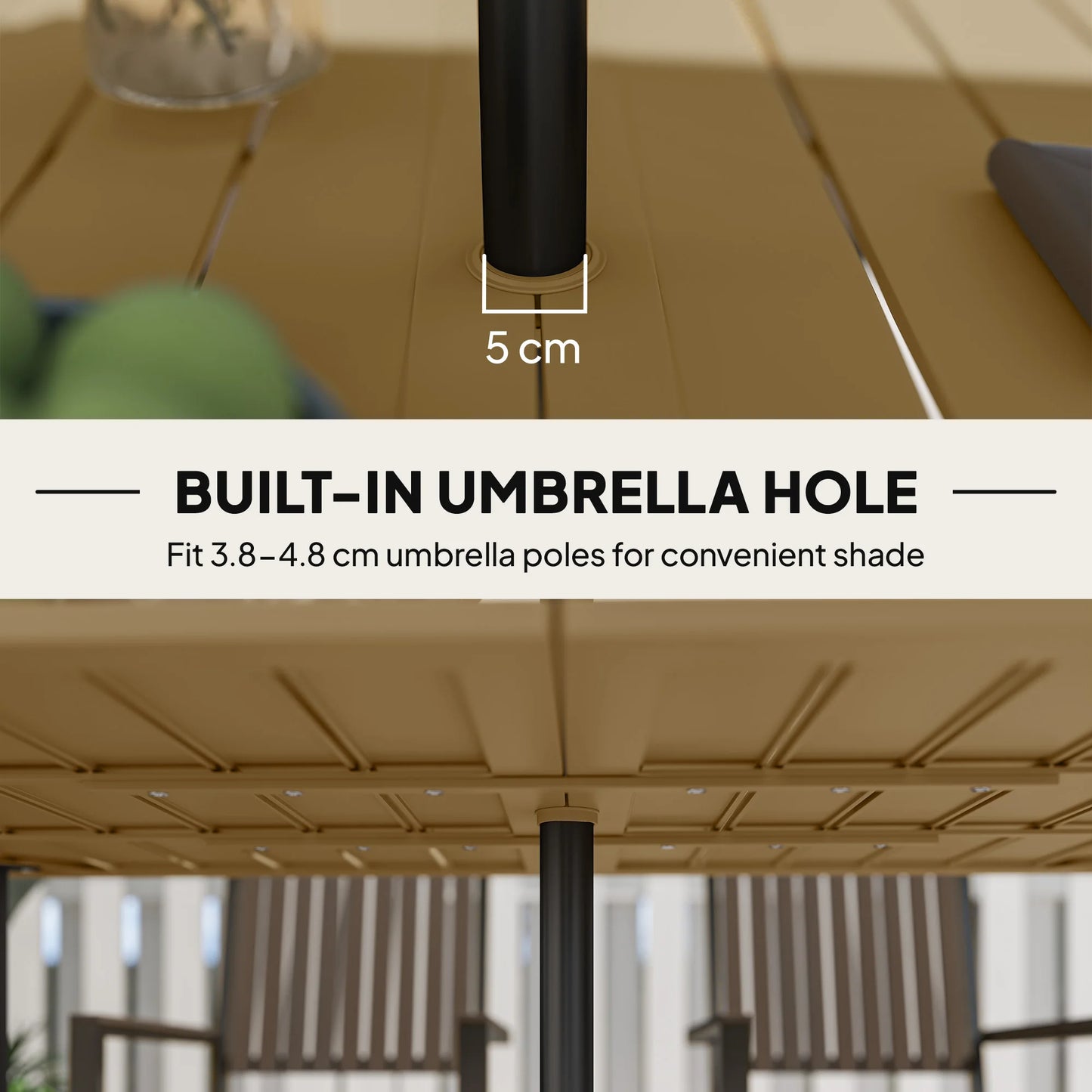 Stylish Brown Garden Dining Table for Six with Convenient Parasol Hole