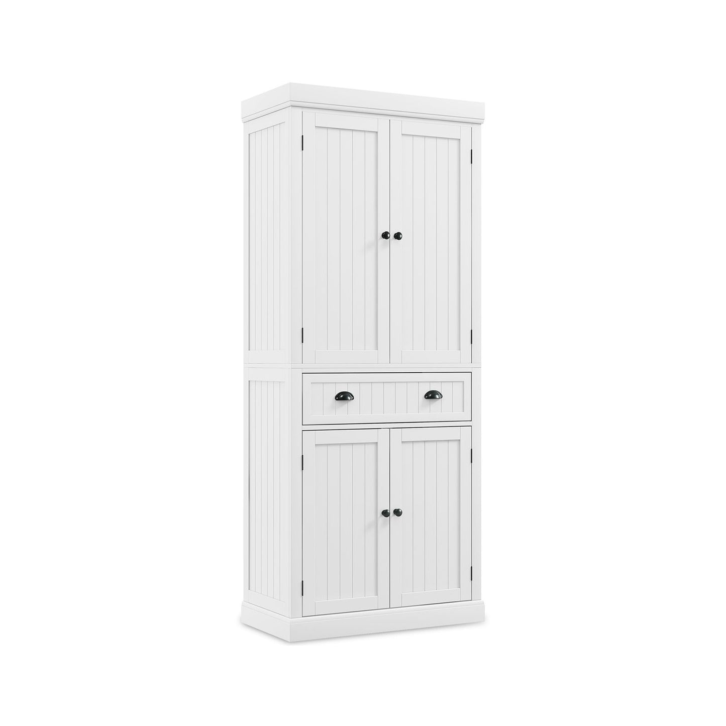 4-Door Tall Kitchen Cupboard Adjustable Shelves and Drawer