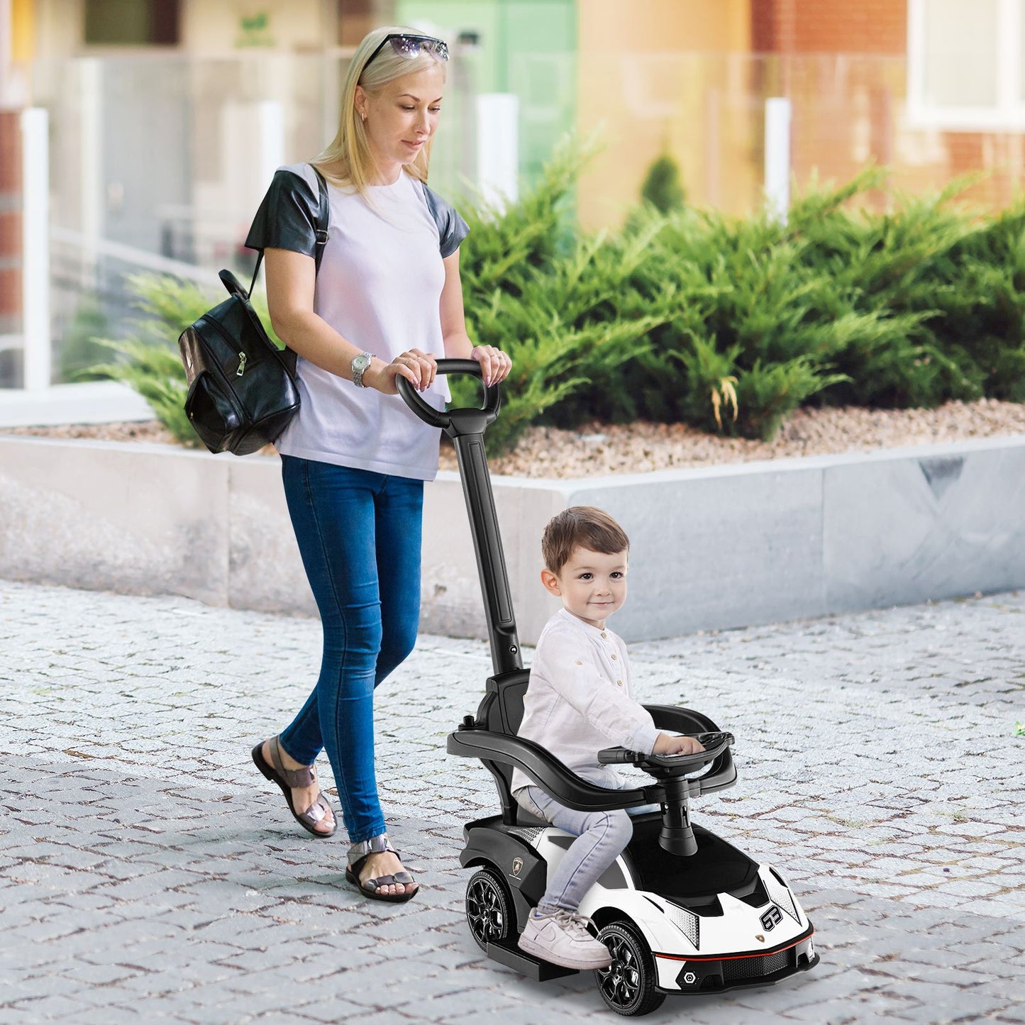 Luxury Lamborghini Ride-On Car for Kids with Convenient Push Handle