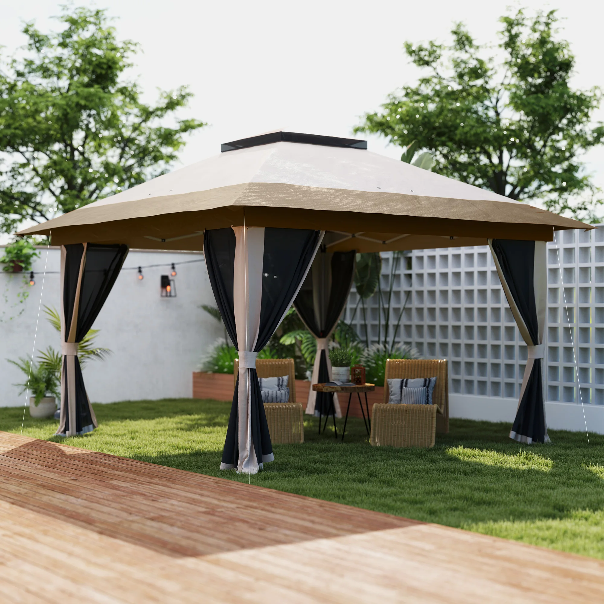 3.6 X 3.6M Pop up Gazebo with Mesh Sideer, Carry Bag and Sand Bags