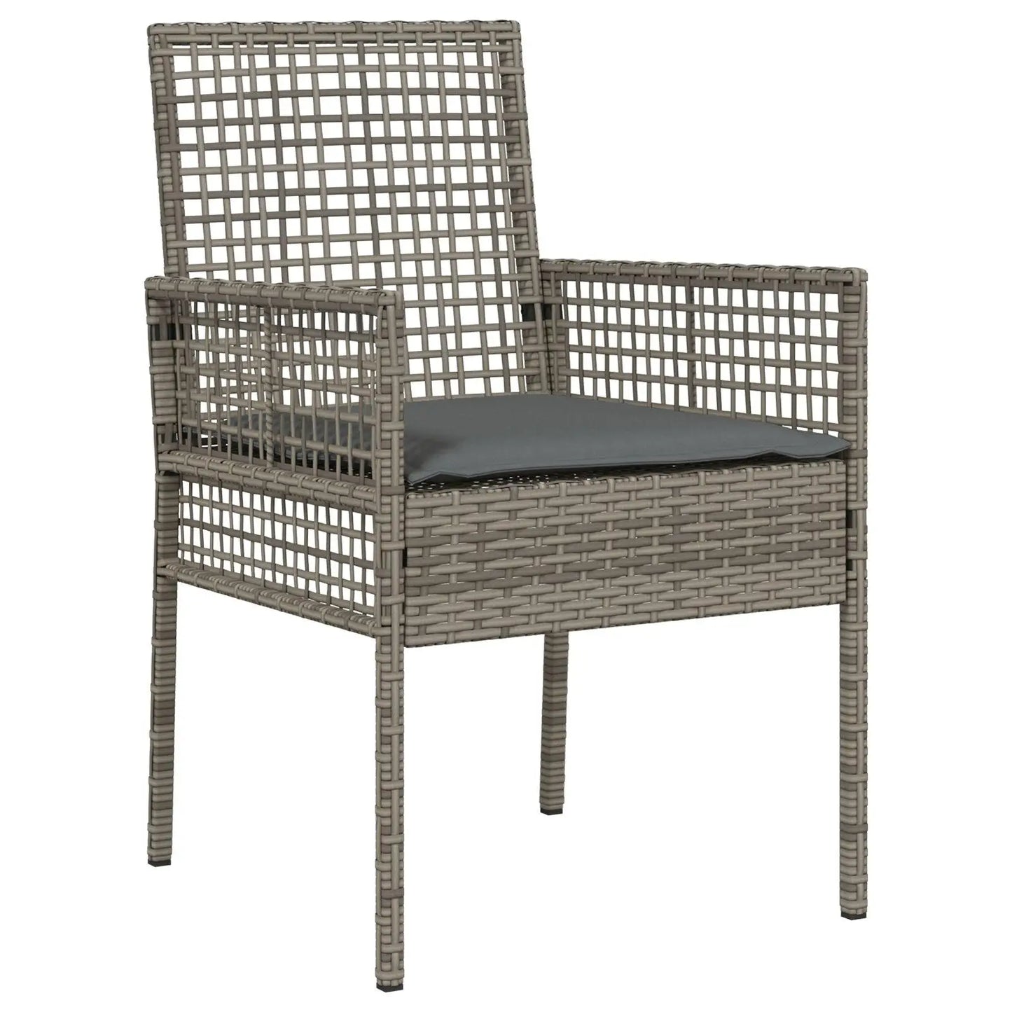 3-Piece Grey Poly Rattan Garden Bistro Set with Cushions for Outdoor Use