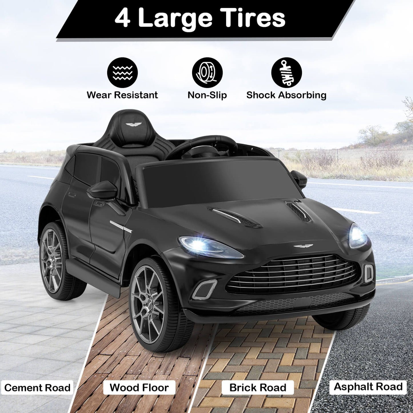 12V Kids Ride on Vehicle Aston Martin Licensed with Horn and Taillights