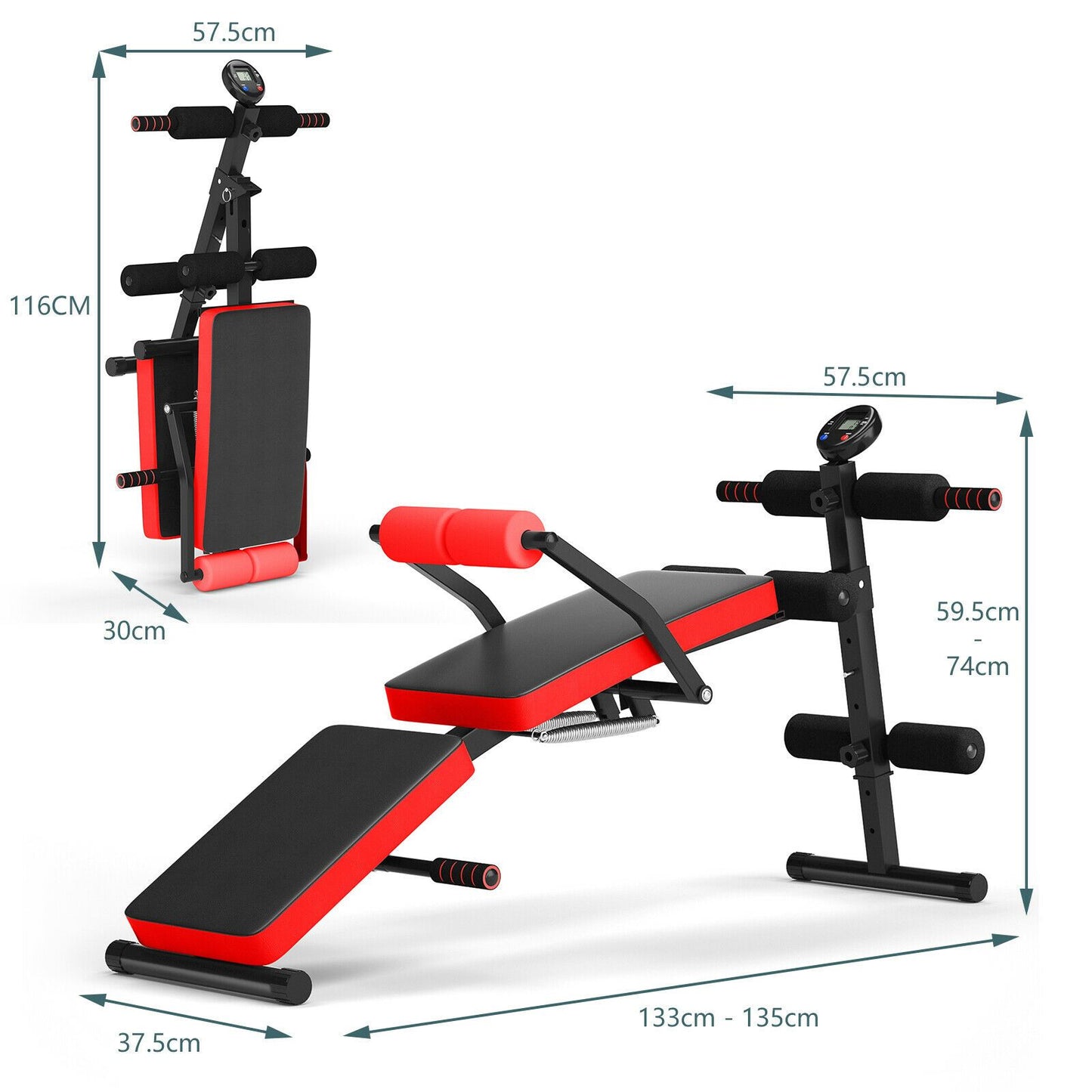 Adjustable Foldable Multi-Workout Weight Bench with LCD Display