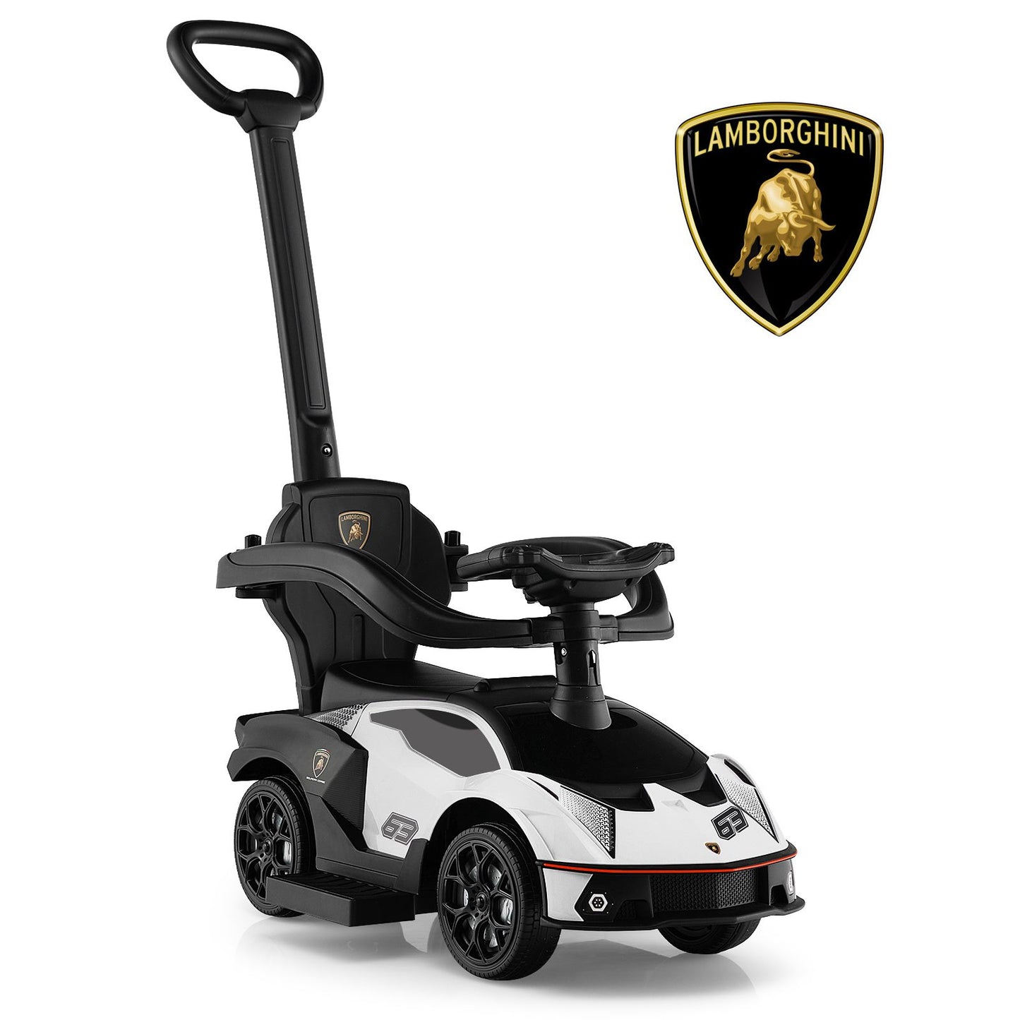 Luxury Lamborghini Ride-On Car for Kids with Convenient Push Handle