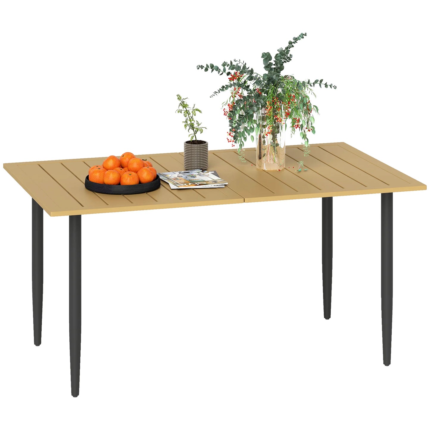 Stylish Brown Garden Dining Table for Six with Convenient Parasol Hole