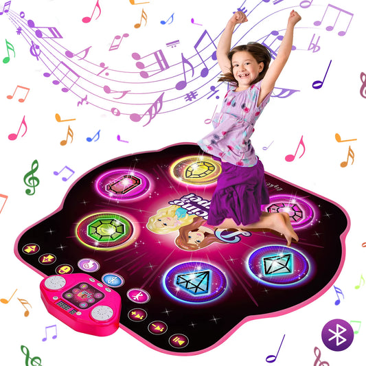 27 Levels Dance Mat for Girls Kids 6 LED Keys Light up Bluetooth Lock 5 Music Dancing Game Toy Ages 3~8 Years Old