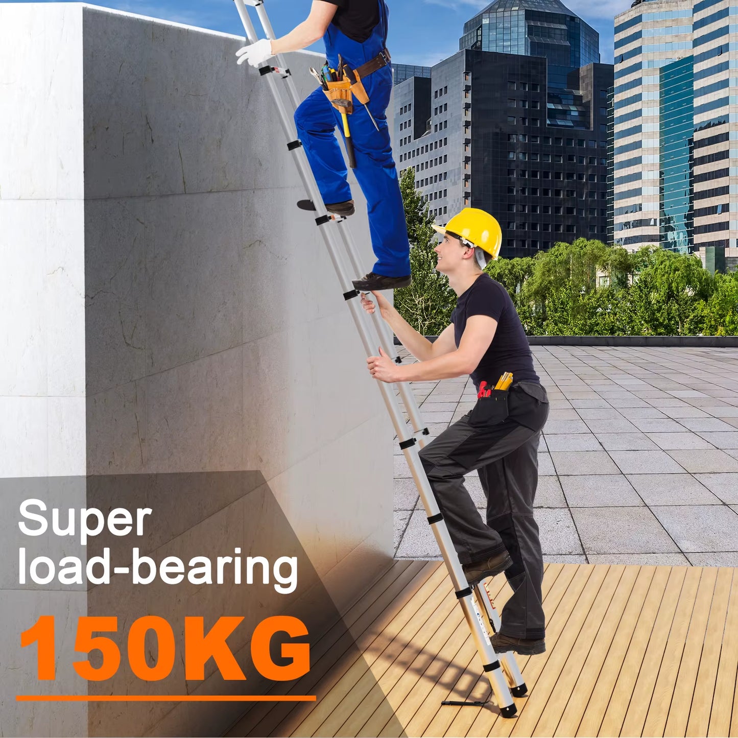 3.8M Telescopic Ladder Stainless Steel Convenient Extendable Folding Ladder,Easy to Carry, Suitable for Pulling Walls, Changing