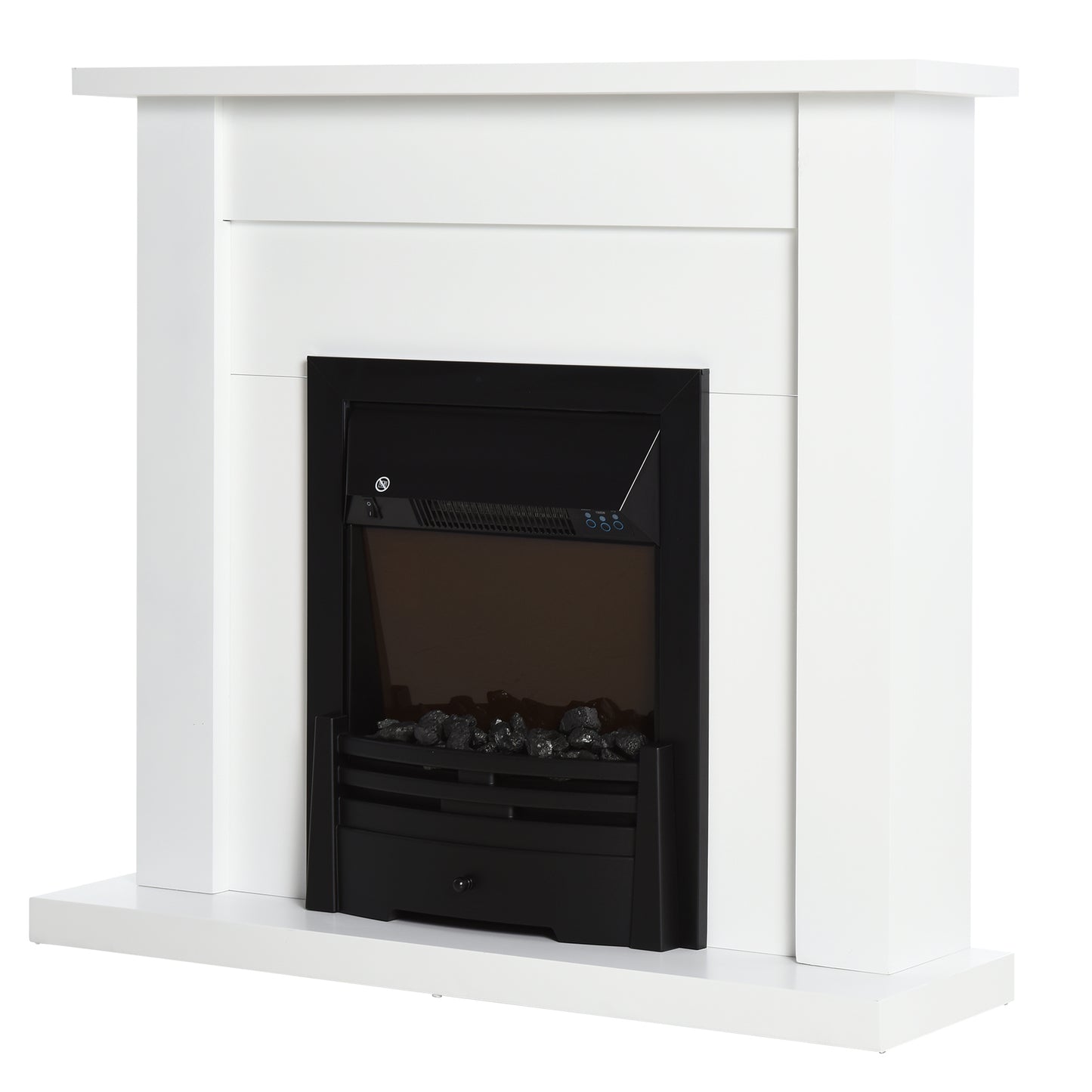 Elegance Meets Comfort: 2000W 5-Level White Electric Fireplace Heater w/ Remote