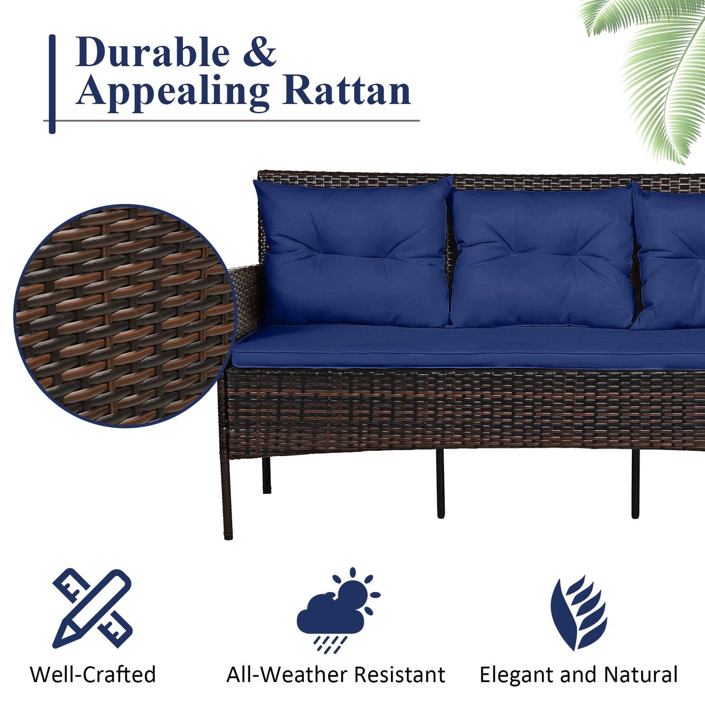 4 Seater Rattan Garden Furniture Set with Cushioned Sofa