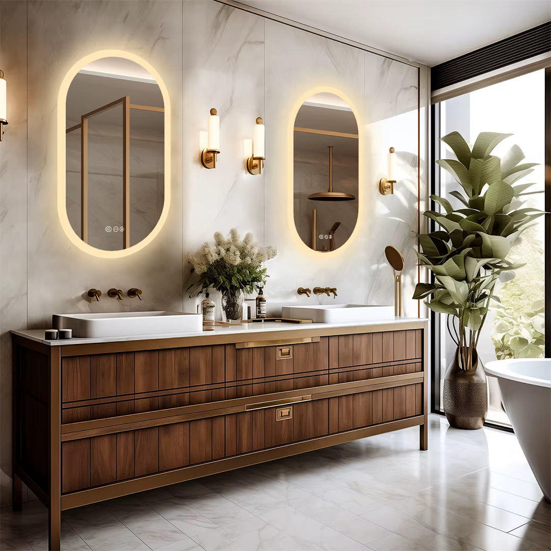 Waterproof Illuminate Bathroom Light Vanity Mirror Frameless Touch Screen Backlit Demist Wash Basin Mirror