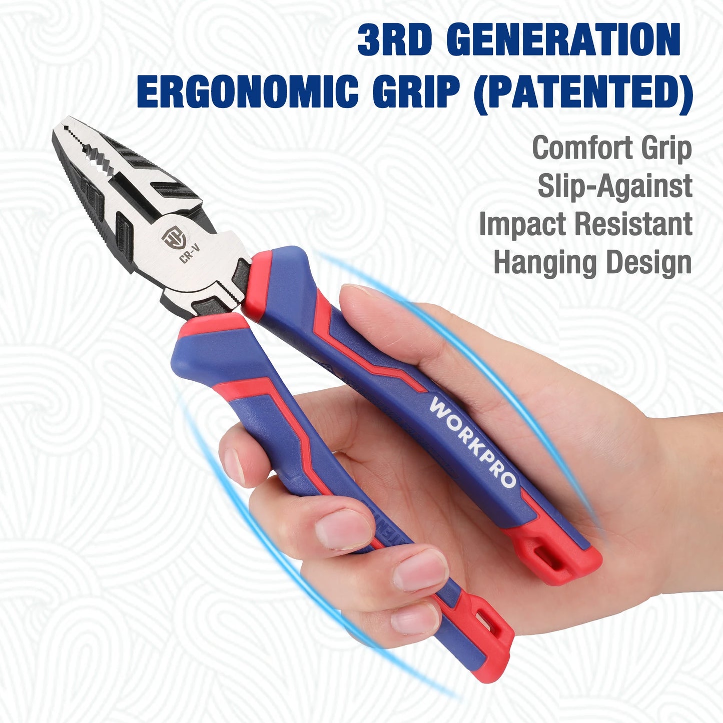 High Leverage Combination Pliers 200mm with Wire Cutting and Screw Extractor - Durable Cr-V Linesman Pliers