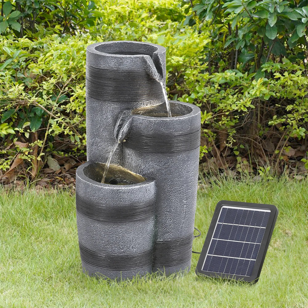Outdoor Solar-Powered Water Fountain Rockery Decor - 23.5 cm W x 48 cm H