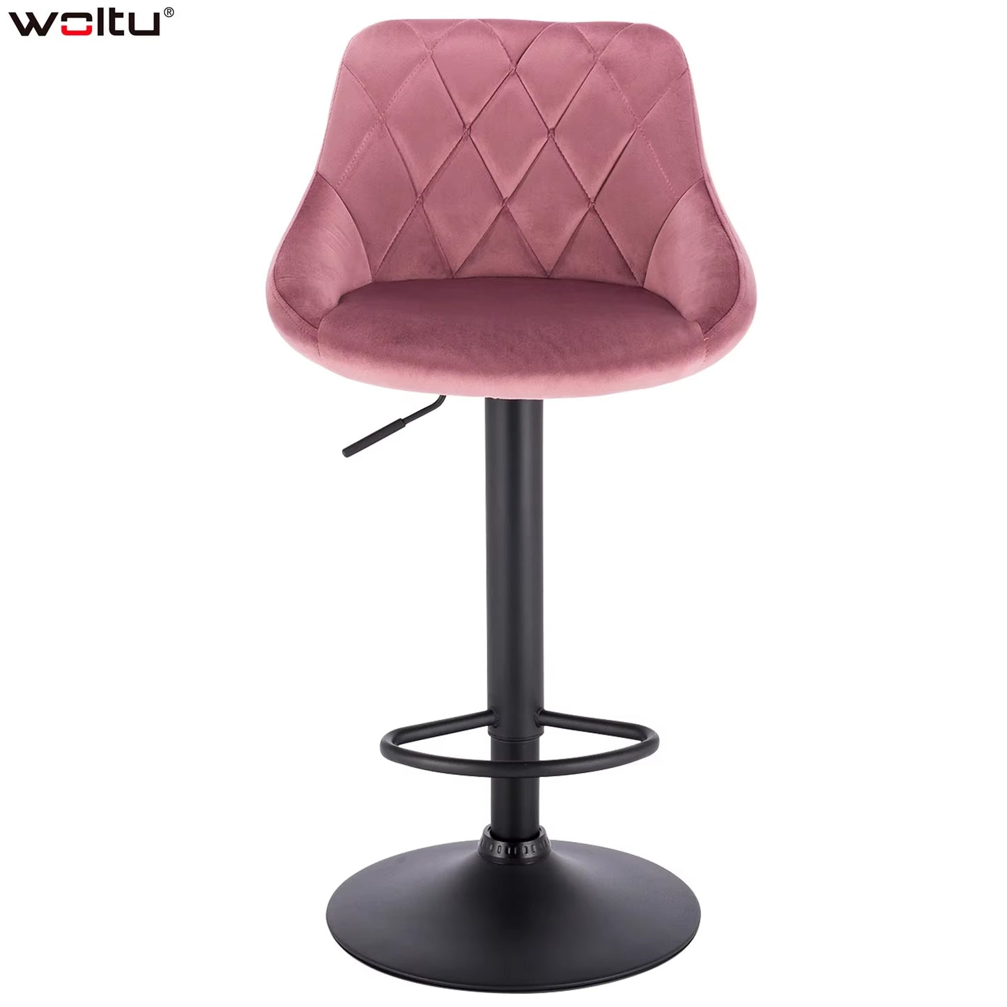 1PC Height-Adjustable Swivel Bar Chair Leather/Velvet Rotating Bar Stool Lifting High Stool with Footrest for Pub Home
