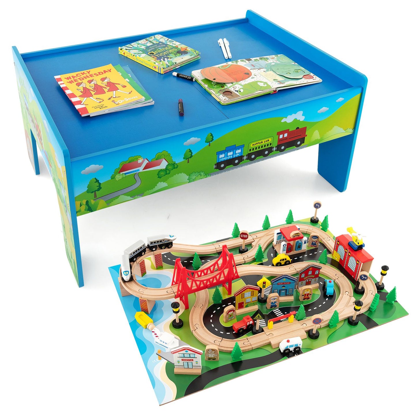 Ultimate 80-Piece Wooden Activity Playset with Reversible Tabletop for Endless Fun!